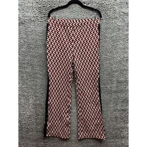 Anthropologie Maeve Geometric Print Ponte Pull On Flare Pants Red Womens Size M